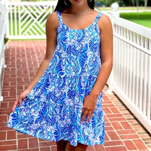 Lilly Pulitzer | Dresses | Lilly Pulitzer Blue And White Floral Dress |  Poshmark